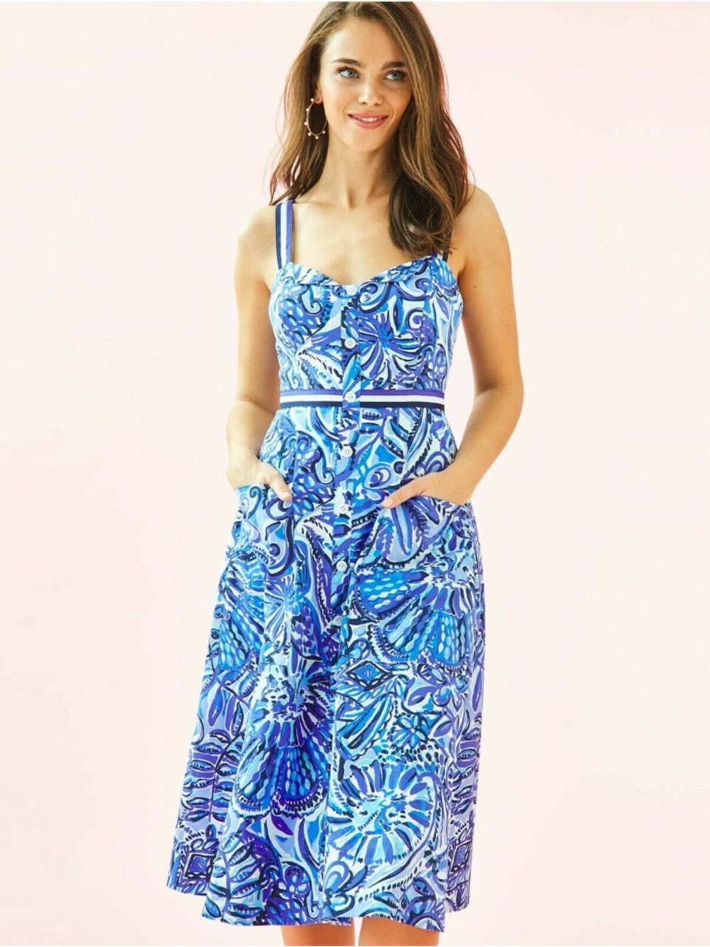 Lilly Pulitzer Ellee Midi Dress in Iris Blue Zanzibar Zoo Size 2
